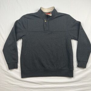 Orvis Mens Fleece Lined Pullover Sweatshirt Quarter Zip Charcoal Gray Warm Large